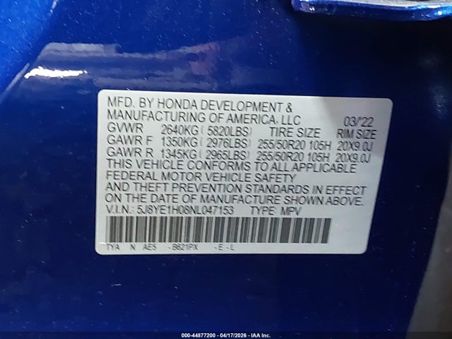 Продаж на аукціоні авто 2022 Acura Mdx A-spec Package, vin: 5J8YE1H08NL047153, номер лоту: 44877200