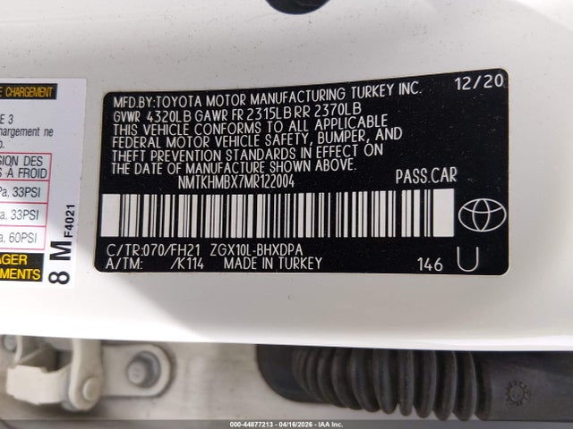 2021 Toyota C-hr Le მანქანა იყიდება აუქციონზე, vin: NMTKHMBX7MR122004, აუქციონის ნომერი: 44877213