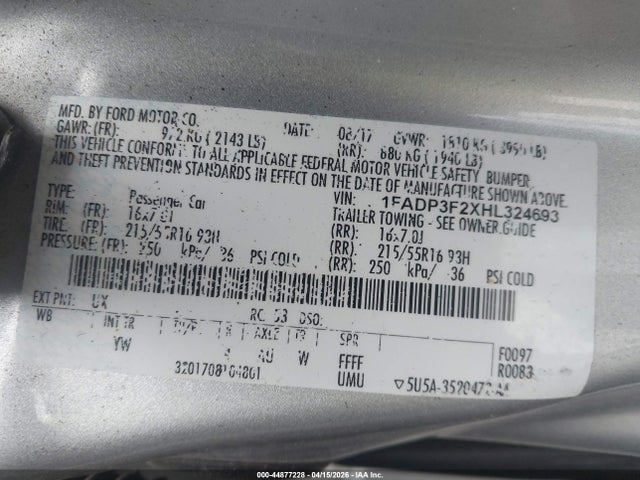 2017 FORD FOCUS 1FADP3F2XHL324693 Photo 8