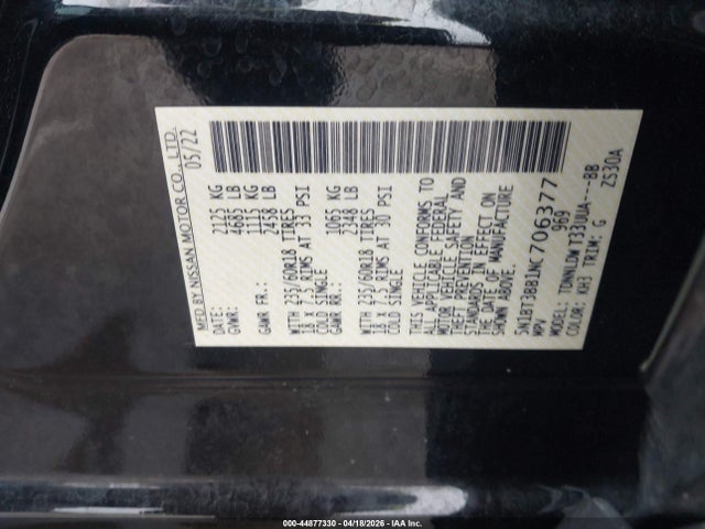 Продажа на аукционе авто 2022 Nissan Rogue Sv Intelligent Awd, vin: 5N1BT3BB1NC706377, номер лота: 44877330