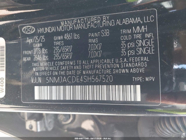 Продаж на аукціоні авто 2025 Hyundai Tucson Se, vin: 5NMJACDE4SH567520, номер лоту: 44877348