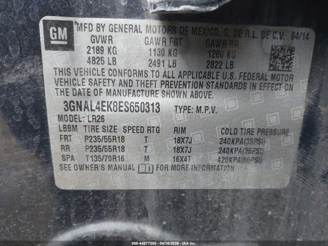 3GNAL4EK8ES650313 Chevrolet Captiva Sport Ltz