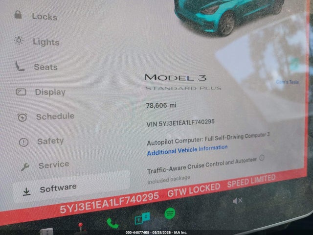 2020 Tesla Model 3 Standard Range Plus Rear-wheel Drive/standard Range Rear-wheel Drive მანქანა იყიდება აუქციონზე, vin: 5YJ3E1EA1LF740295, აუქციონის ნომერი: 44877405
