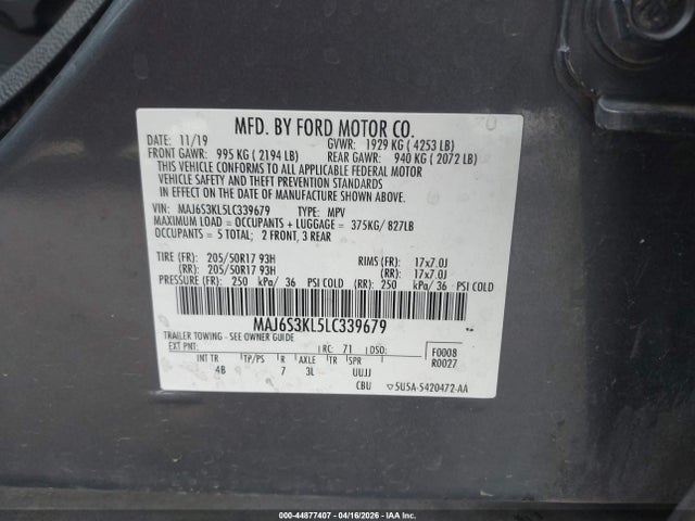 MAJ6S3KL5LC339679 Ford Ecosport Titanium