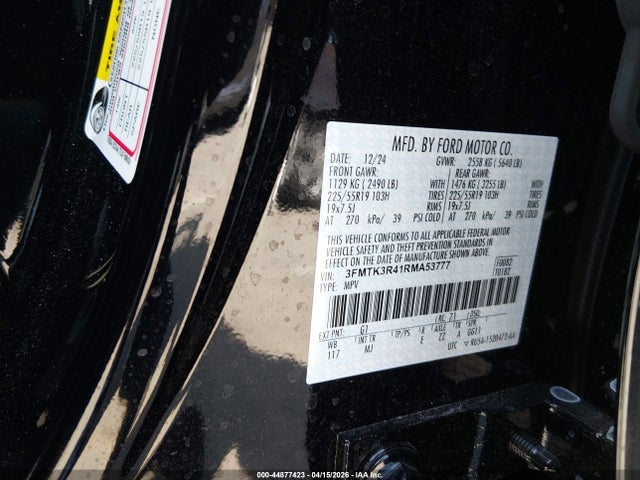44877423 :رقم المزاد ، 3FMTK3R41RMA53777 vin ، 2024 Ford Mustang Mach-e Premium مزاد بيع