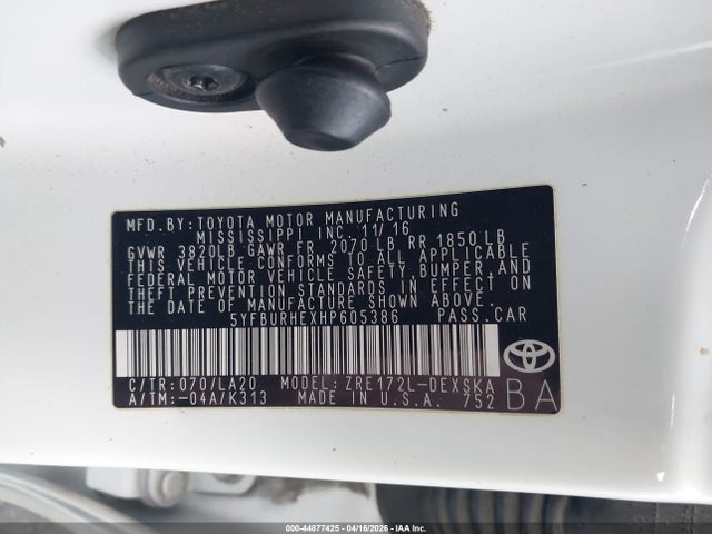 5YFBURHEXHP605386 Toyota Corolla Xse