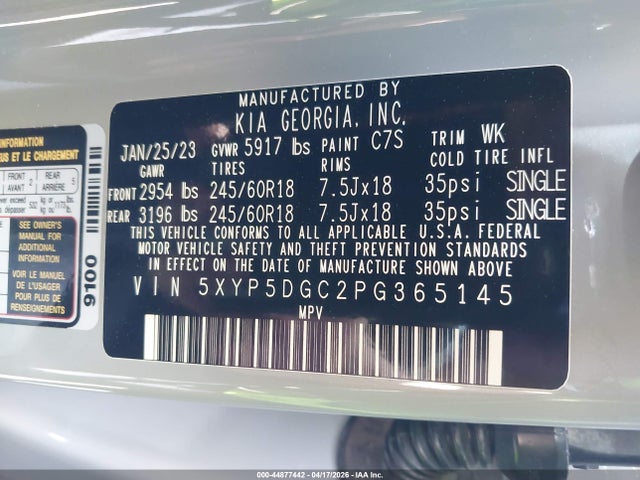5XYP5DGC2PG365145 KIA Telluride Sx Prestige X-pro