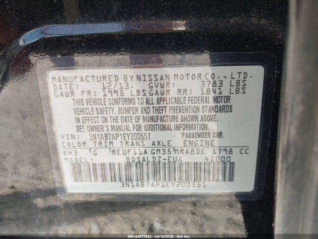 Aukcja sprzedaży 2014 Nissan Sentra Sv, vin: 3N1AB7AP1EY200551, numer aukcji: 44877462