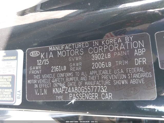KNAFZ4A80G5577732 KIA FORTE EX