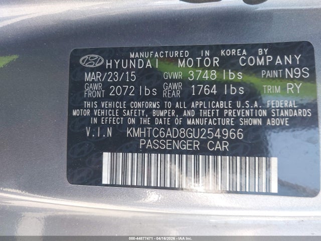 2016 HYUNDAI VELOSTER KMHTC6AD8GU254966 Photo 8