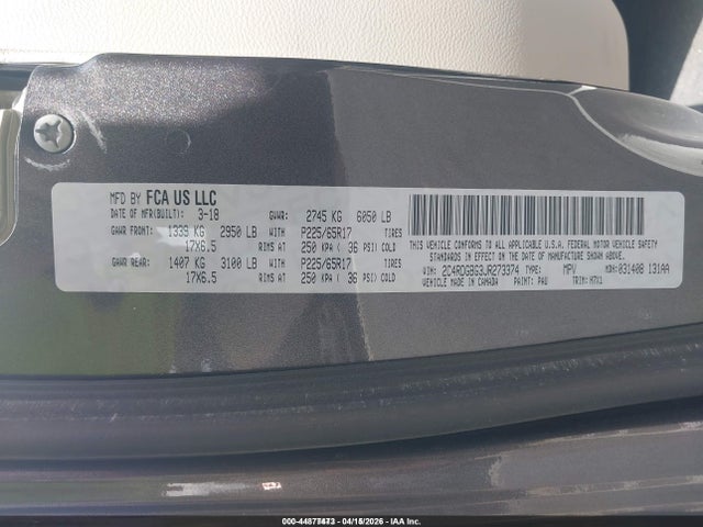 Aukcja sprzedaży 2018 Dodge Grand Caravan Se, vin: 2C4RDGBG3JR273374, numer aukcji: 44877473