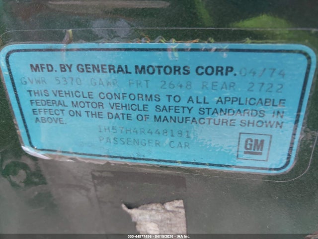 Aukcja sprzedaży 1974 Chevrolet Monte Carlo, vin: 00001H57H4R448181, numer aukcji: 44877496
