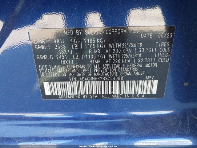 Продажа на аукционе авто 2024 Subaru Crosstrek Sport, vin: 4S4GUHF62R3704088, номер лота: 44877509