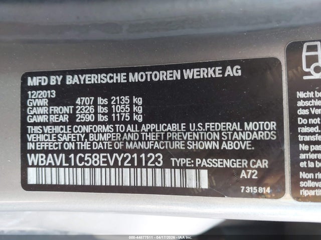 44877511 :رقم المزاد ، WBAVL1C58EVY21123 vin ، 2014 Bmw X1 Xdrive28i مزاد بيع