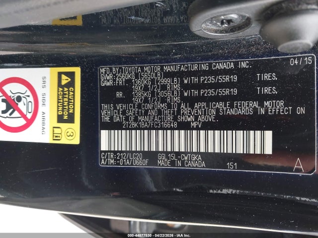 2015 Lexus Rx 350 მანქანა იყიდება აუქციონზე, vin: 2T2BK1BA7FC316648, აუქციონის ნომერი: 44877530
