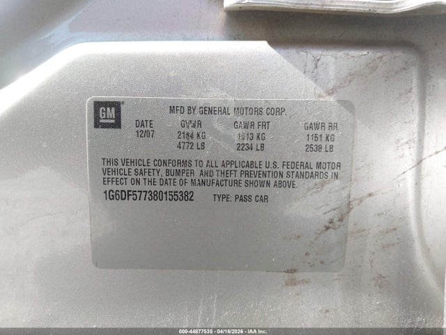 Продаж на аукціоні авто 2008 Cadillac Cts Standard, vin: 1G6DF577380155382, номер лоту: 44877535