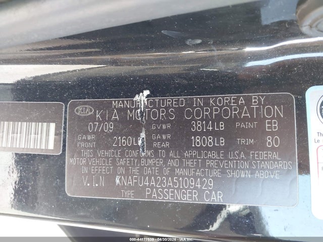 Aukcja sprzedaży 2010 Kia Forte Ex, vin: KNAFU4A23A5109429, numer aukcji: 44877539