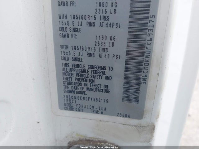 Продаж на аукціоні авто 2015 Nissan Nv200 S, vin: 3N6CM0KN0FK693175, номер лоту: 44877559