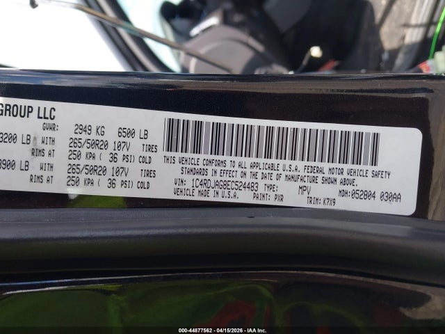 Продажа на аукционе авто 2014 Dodge Durango Sxt, vin: 1C4RDJAG8EC524483, номер лота: 44877562