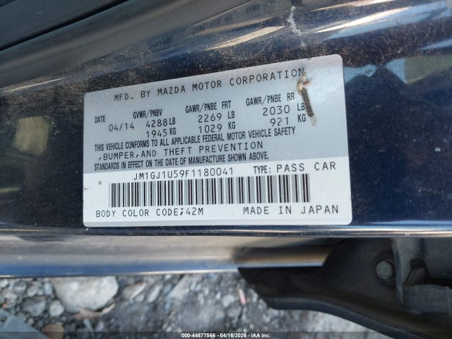 44877566 :رقم المزاد ، JM1GJ1U59F1180041 vin ، 2015 Mazda Mazda6 I Sport مزاد بيع