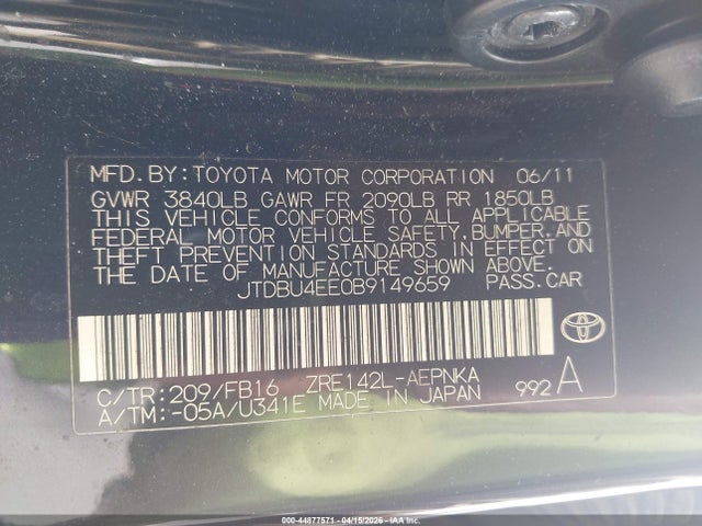 2011 TOYOTA COROLLA JTDBU4EE0B9149659 Photo 8