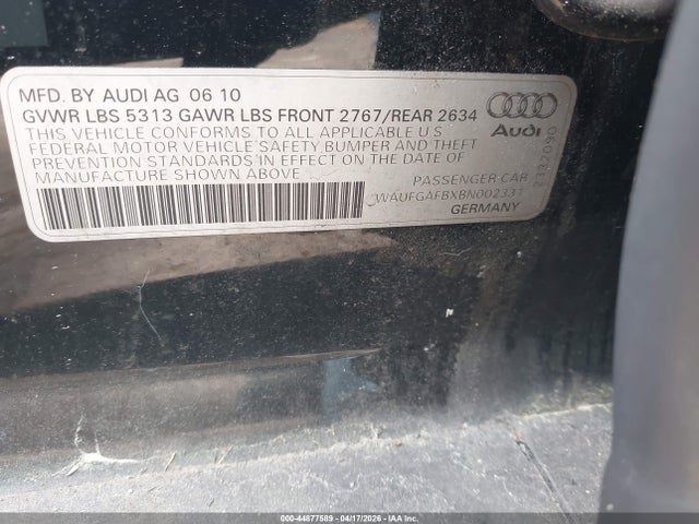 Продажа на аукционе авто 2011 Audi A6 3.0 Premium, vin: WAUFGAFBXBN002331, номер лота: 44877589