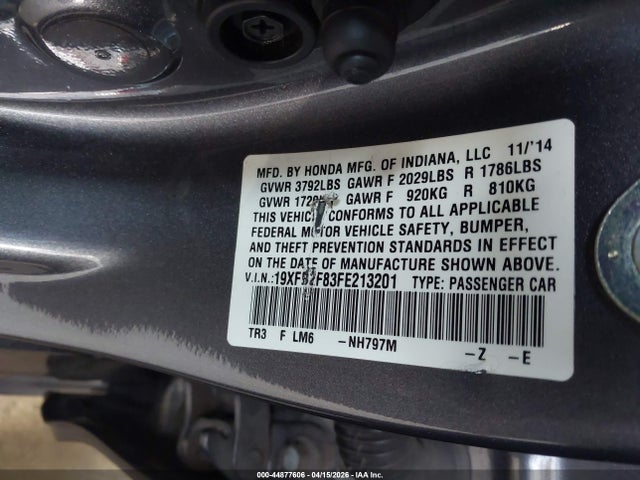 Honda CIVIC EX 2015 19XFB2F83FE213201 Image 9