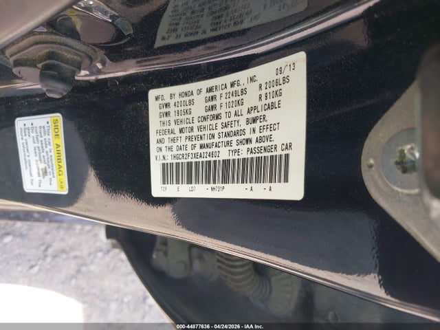 Продаж на аукціоні авто 2014 Honda Accord Lx, vin: 1HGCR2F3XEA024602, номер лоту: 44877636