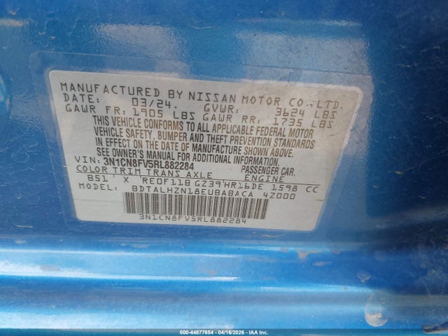 3N1CN8FV5RL882284 Nissan Versa 1.6 Sr