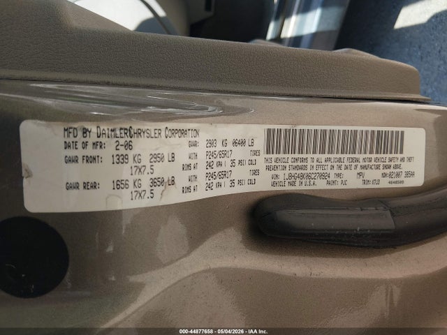 2006 Jeep Commander მანქანა იყიდება აუქციონზე, vin: 1J8HG48K06C270924, აუქციონის ნომერი: 44877658