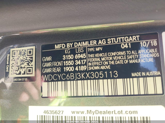 Продажа на аукционе авто 2019 Mercedes-benz G 550 4matic, vin: WDCYC6BJ3KX305113, номер лота: 44877664