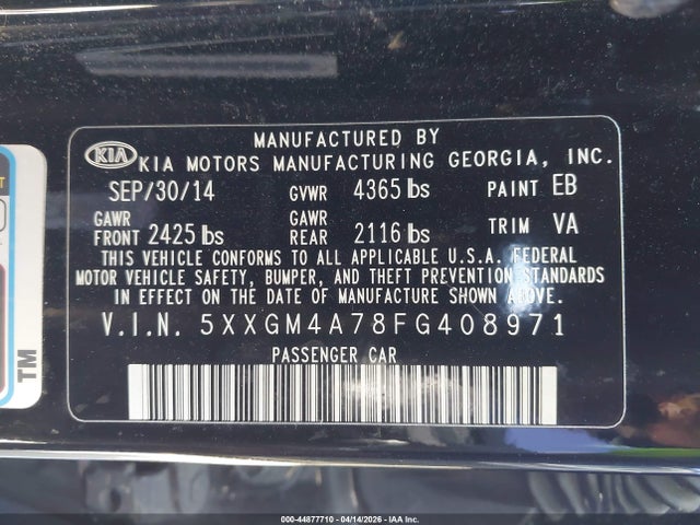 2015 KIA OPTIMA 5XXGM4A78FG408971 Photo 8