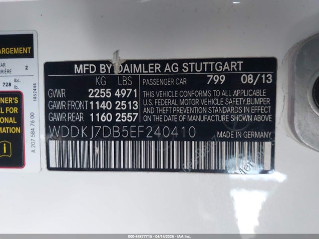 2014 Mercedes-benz E 550 მანქანა იყიდება აუქციონზე, vin: WDDKJ7DB5EF240410, აუქციონის ნომერი: 44877715