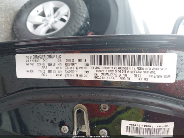 Aukcja sprzedaży 2013 Ram 1500 Tradesman, vin: 1C6RR7FG3DS718184, numer aukcji: 44877732