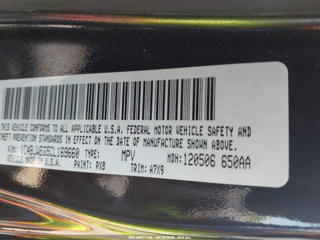 44877746 :رقم المزاد ، 1C4BJWEG5CL169660 vin ، 2012 Jeep Wrangler Unlimited Sahara مزاد بيع
