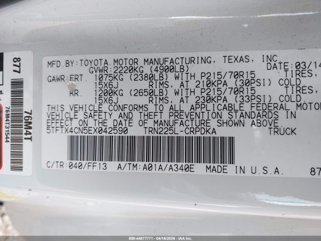 Toyota Tacoma 2014 5TFTX4CN5EX042590 Image 9