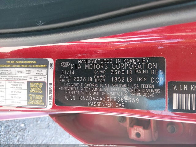 Продаж на аукціоні авто 2014 Kia Rio Lx, vin: KNADM4A36E6365659, номер лоту: 44877783