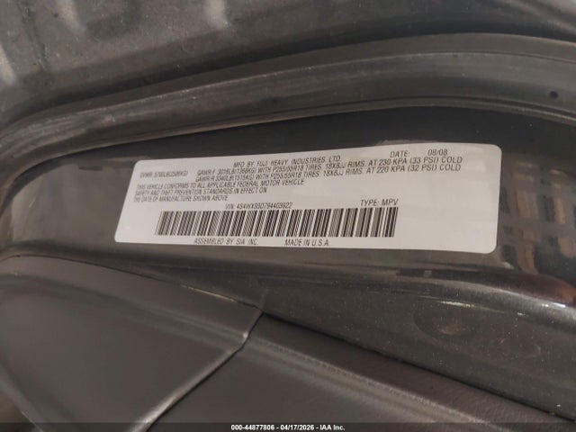 2009 Subaru Tribeca Limited 5-passenger მანქანა იყიდება აუქციონზე, vin: 4S4WX93D794403922, აუქციონის ნომერი: 44877806