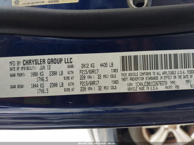 2012 JEEP COMPASS 1C4NJCBB1CD678370 Photo 8