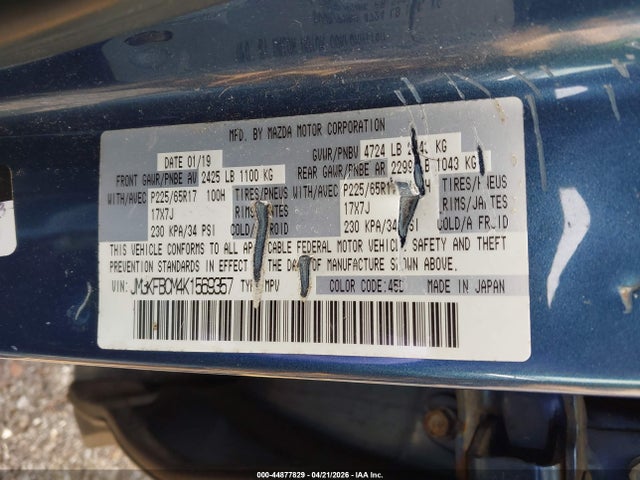 Aukcja sprzedaży 2019 Mazda Cx-5 Touring, vin: JM3KFBCM4K1569357, numer aukcji: 44877829