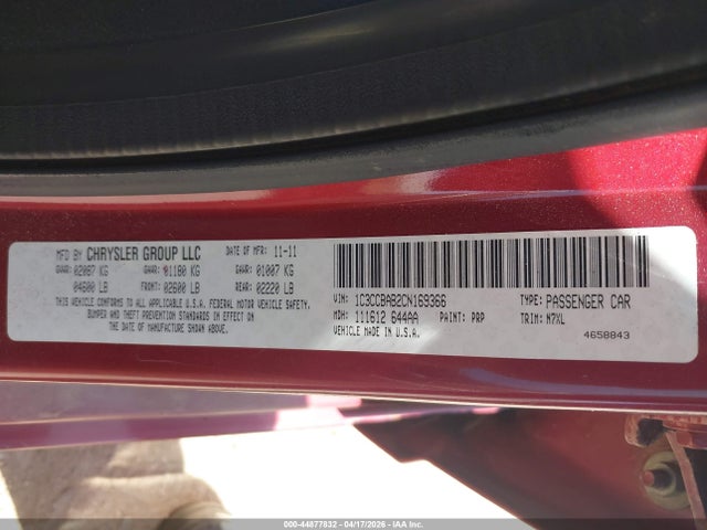 Aukcja sprzedaży 2012 Chrysler 200 Lx, vin: 1C3CCBAB2CN169366, numer aukcji: 44877832