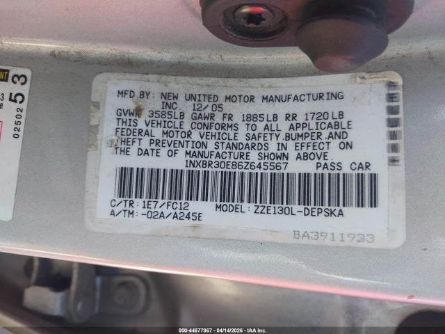 2006 TOYOTA COROLLA 1NXBR30E86Z645567 Photo 8