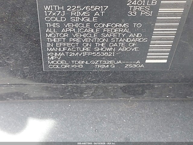 Продаж на аукціоні авто 2015 Nissan Rogue Sv, vin: KNMAT2MV1FP553821, номер лоту: 44877905