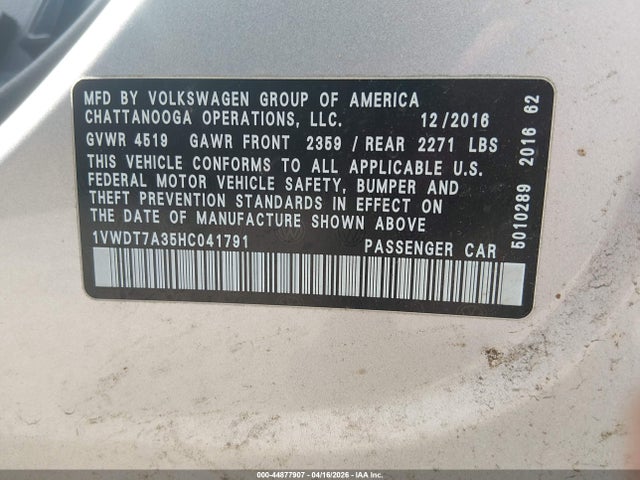 2017 VOLKSWAGEN PASSAT 1VWDT7A35HC041791 Photo 8