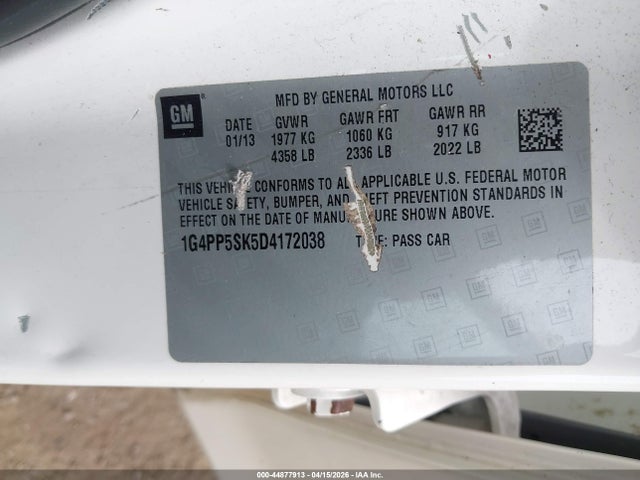 2013 Buick Verano მანქანა იყიდება აუქციონზე, vin: 1G4PP5SK5D4172038, აუქციონის ნომერი: 44877913