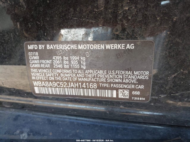 WBA8A9C52JAH14168 BMW 320i