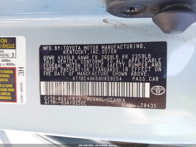2009 TOYOTA CAMRY 4T1BE46K69U829554 Photo 8