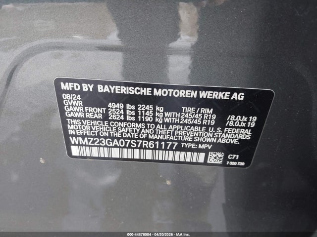 44878004 :رقم المزاد ، WMZ23GA07S7R61177 vin ، 2025 Mini Countryman Cooper S مزاد بيع