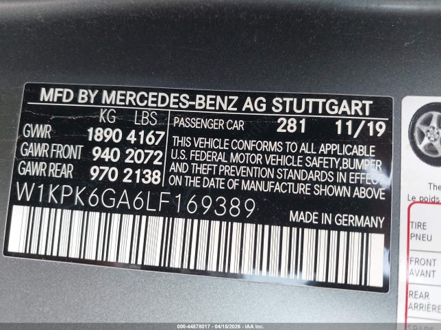 W1KPK6GA6LF169389 Mercedes-Benz Amg Slc 43