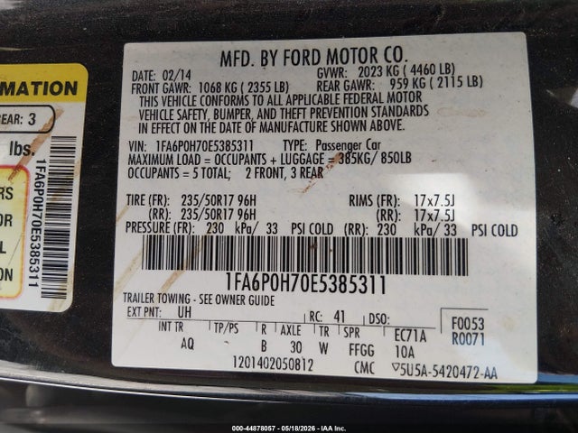 Ford FUSION SE 2014 1FA6P0H70E5385311 Image 9
